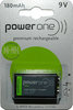 Varta PowerOne 9V Rechargeable NiMH Battery P7/8H 180mAh IEC 6F22